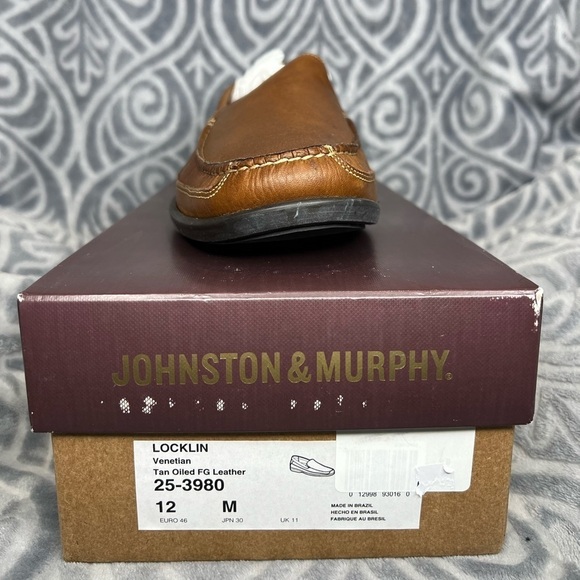 S39. NWT Johnston & Murphy Locklin Venetian TAN oiled Full Grain Leather⦠- Picture 9 of 9